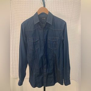 Coastal Denim with yellow stitching button down shirt